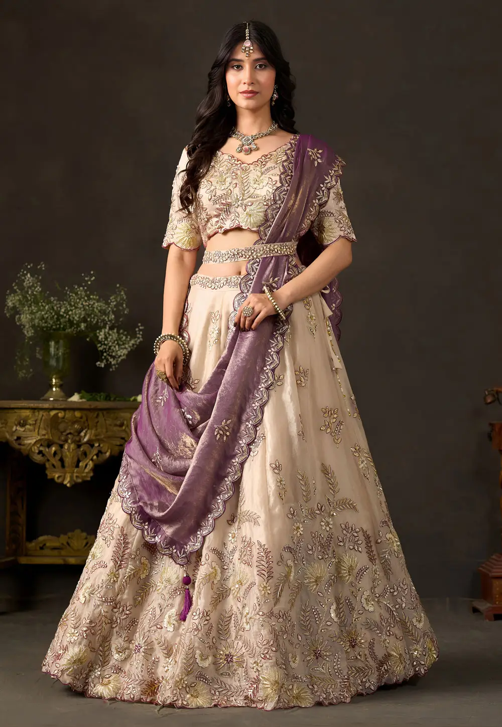 Purple Silk Lehenga Choli For Wedding 336463