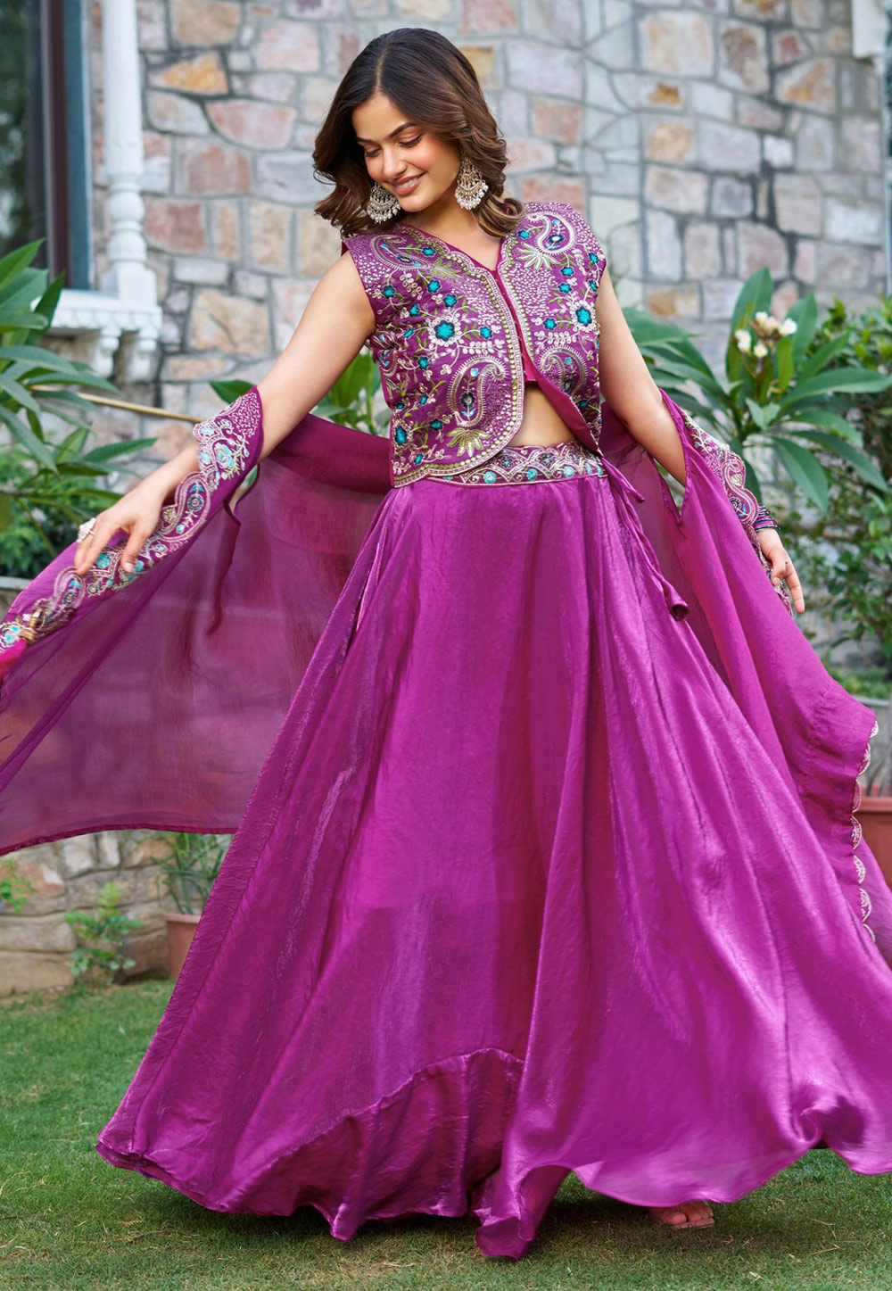 Purple Silk Lehenga Choli 319203