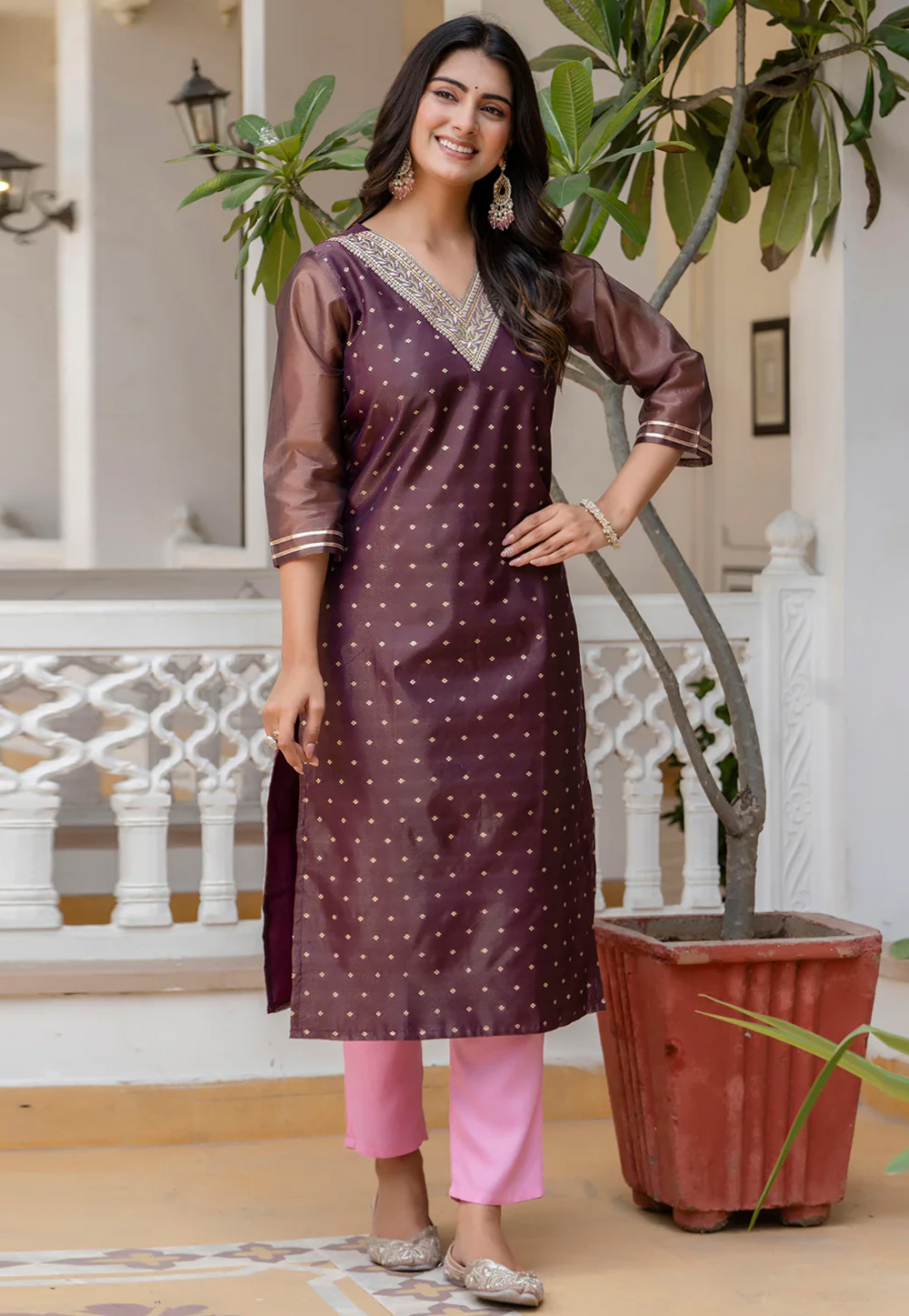 Purple Silk Long Tunic 307056