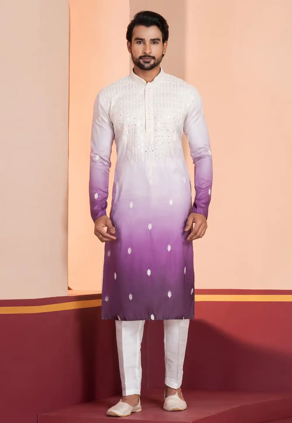 Purple Silk Navratri Kurta Pajama 314989