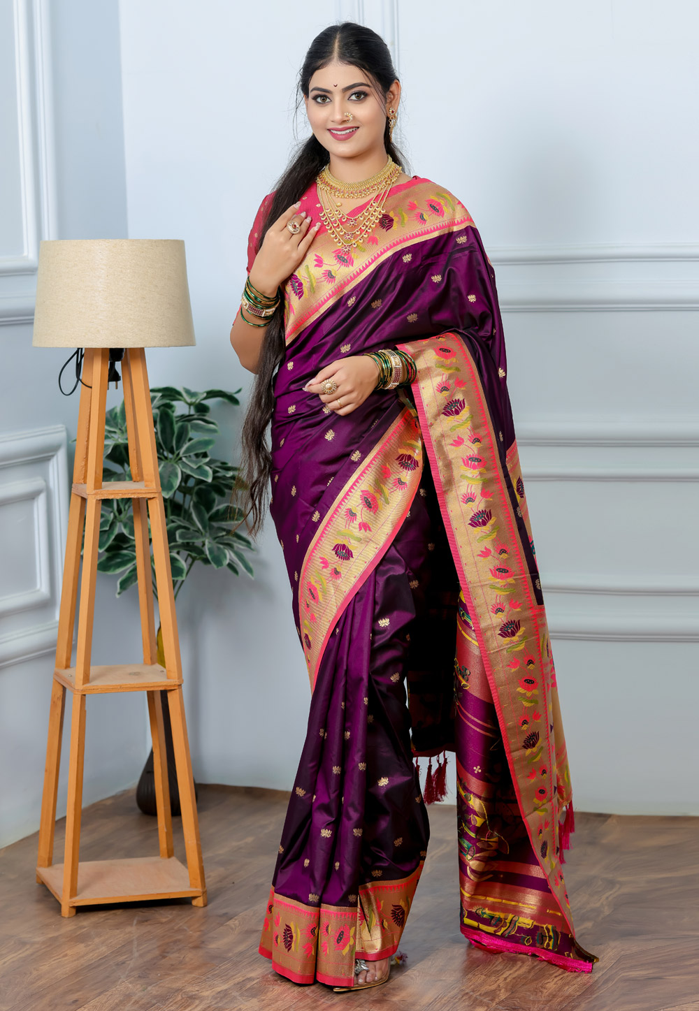 Purple Silk Paithani Saree 328081