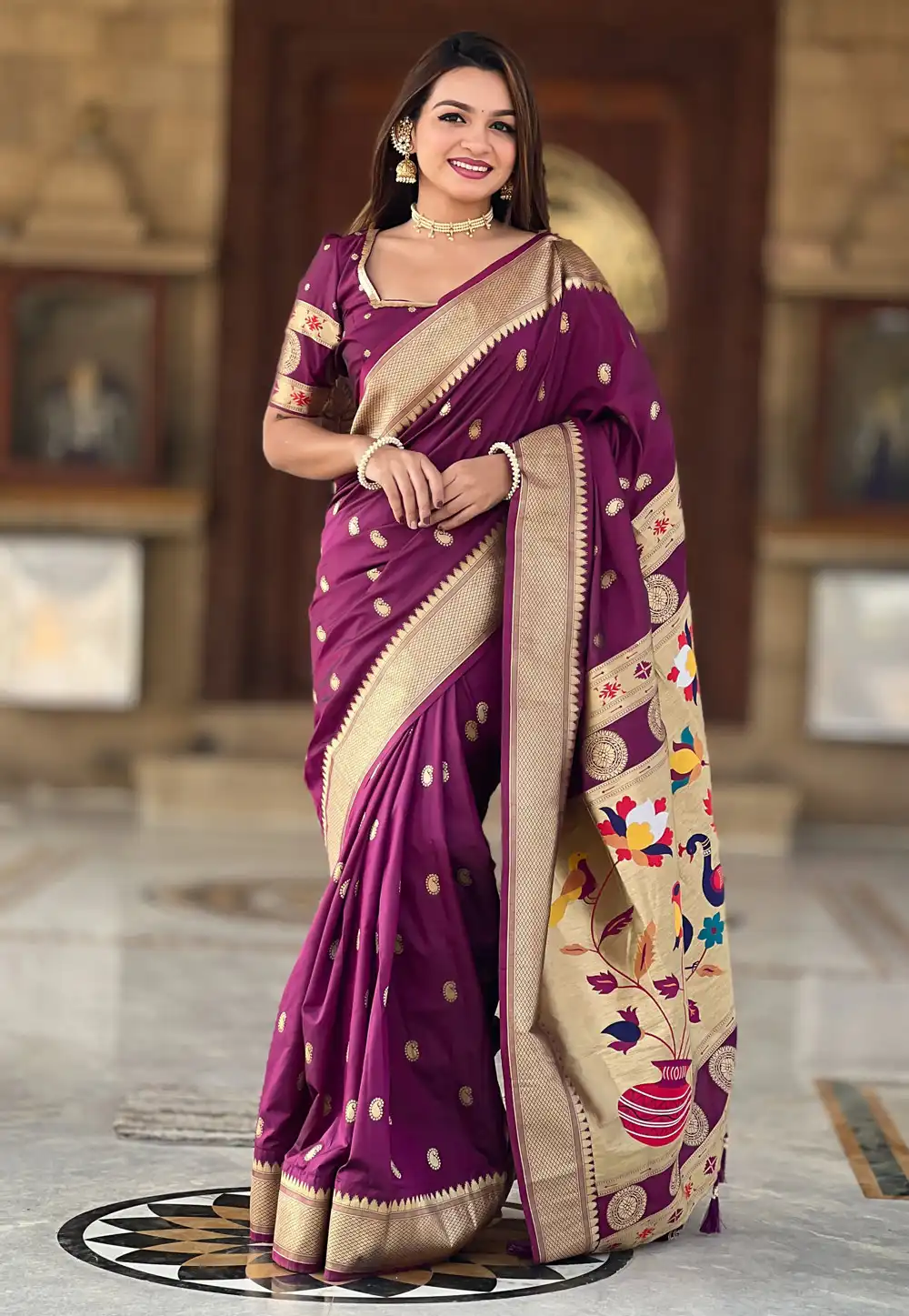 Purple Silk Paithani Saree 309225