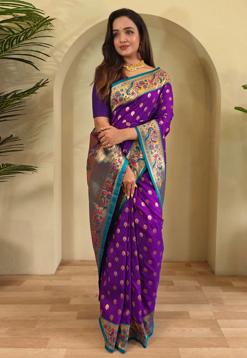 Purple Silk Paithani Saree 332227