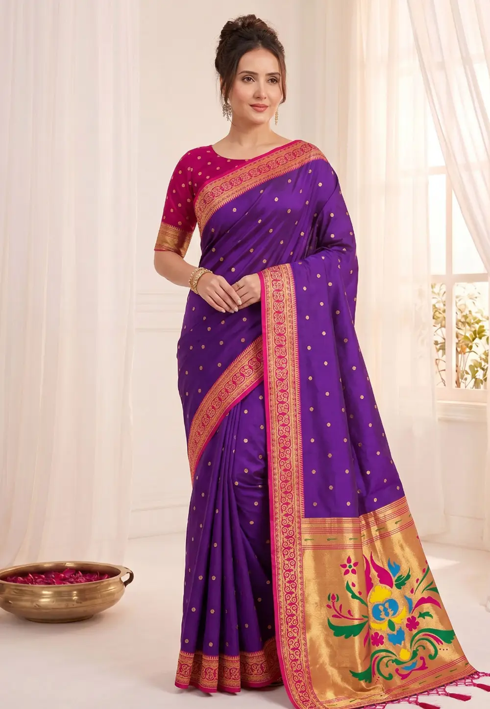 Purple Silk Paithani Saree 336616