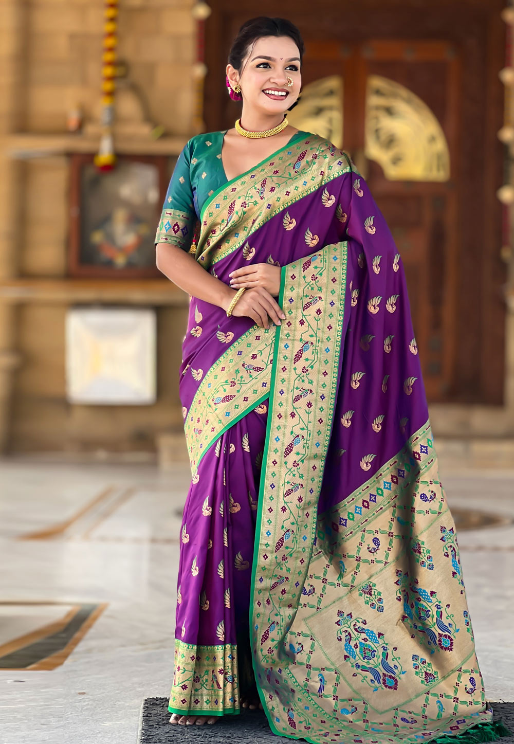 Purple Silk Paithani Saree 321976
