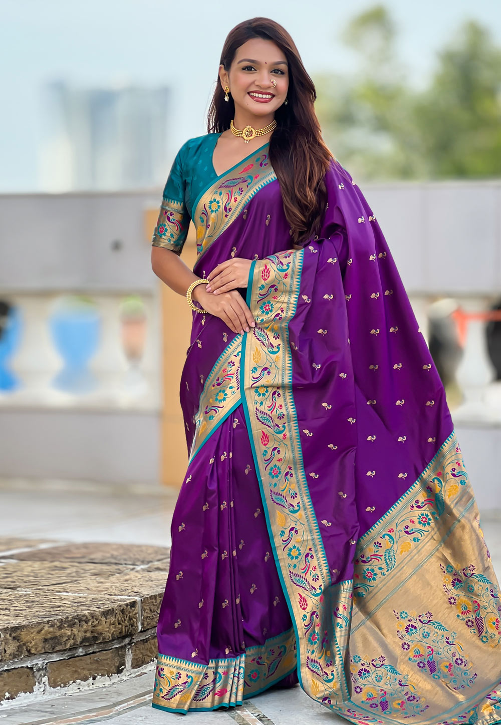 Purple Silk Paithani Saree 323609
