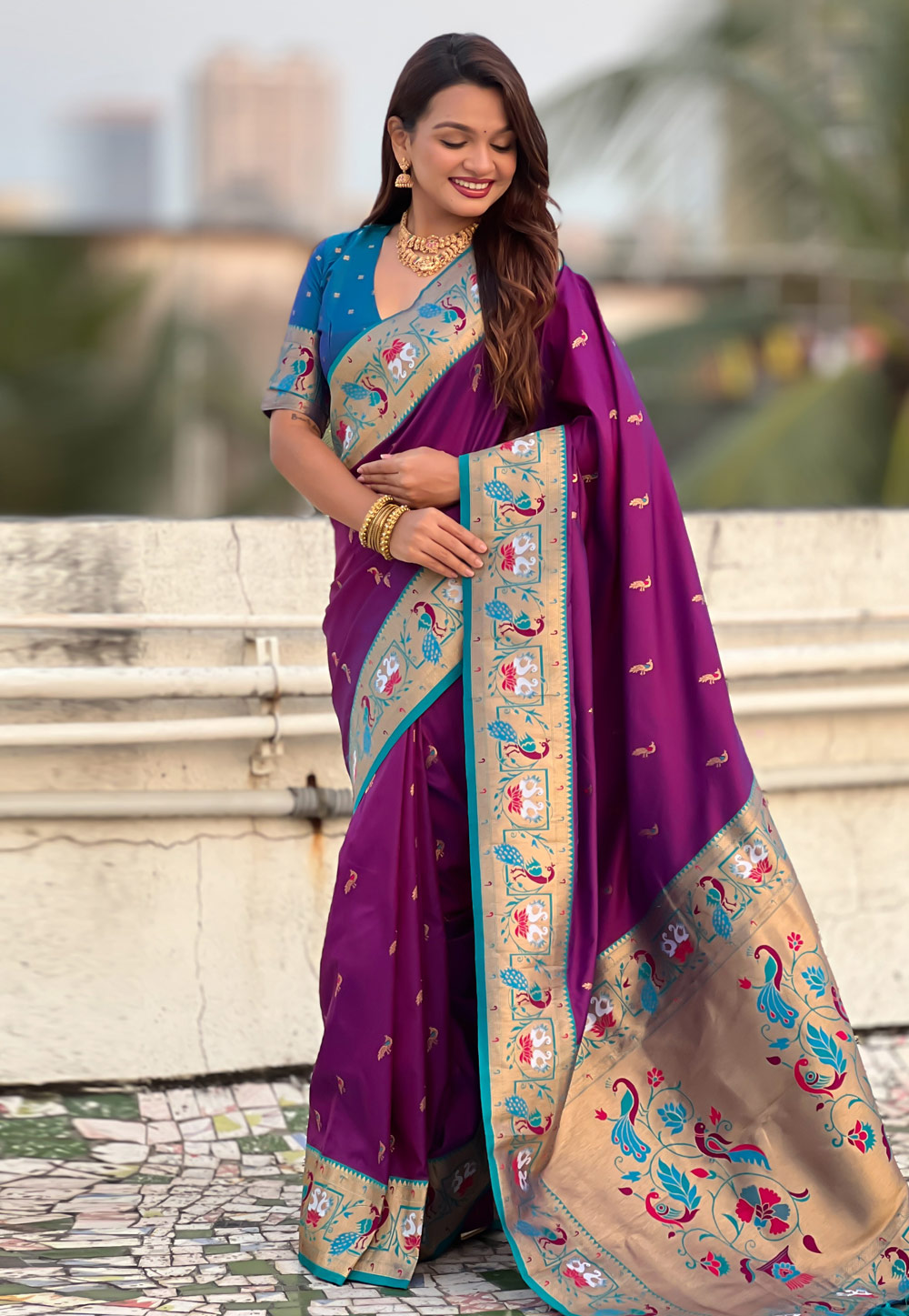 Purple Silk Paithani Saree 320663