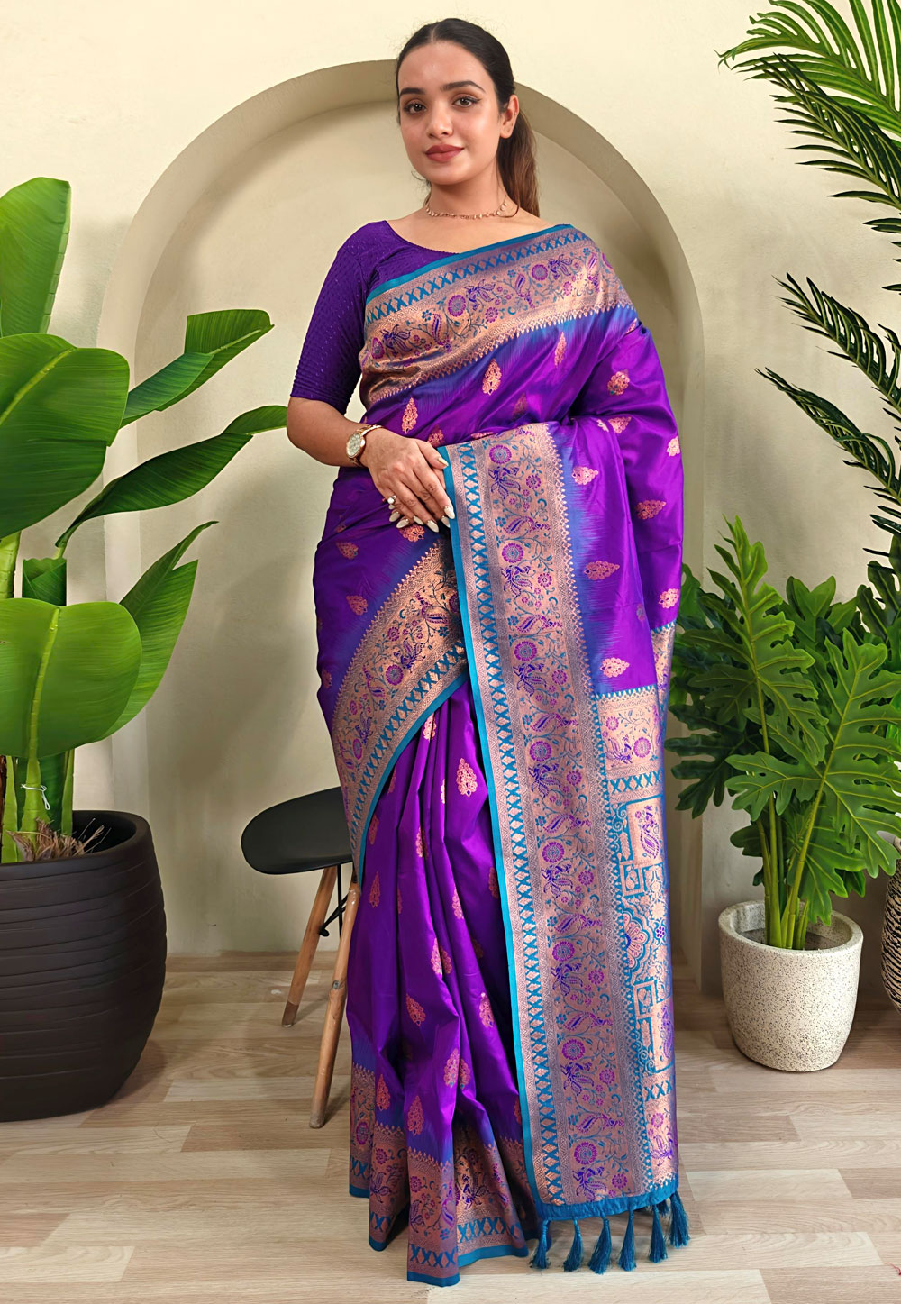 Purple Silk Paithani Saree 307975
