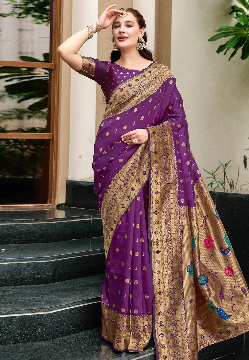 Purple Silk Paithani Saree 316156