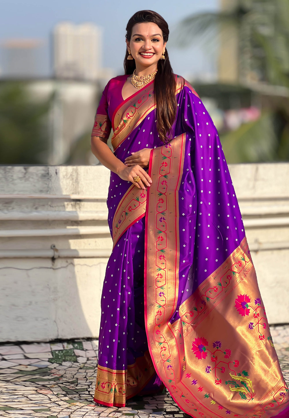 Purple Silk Paithani Saree 323548
