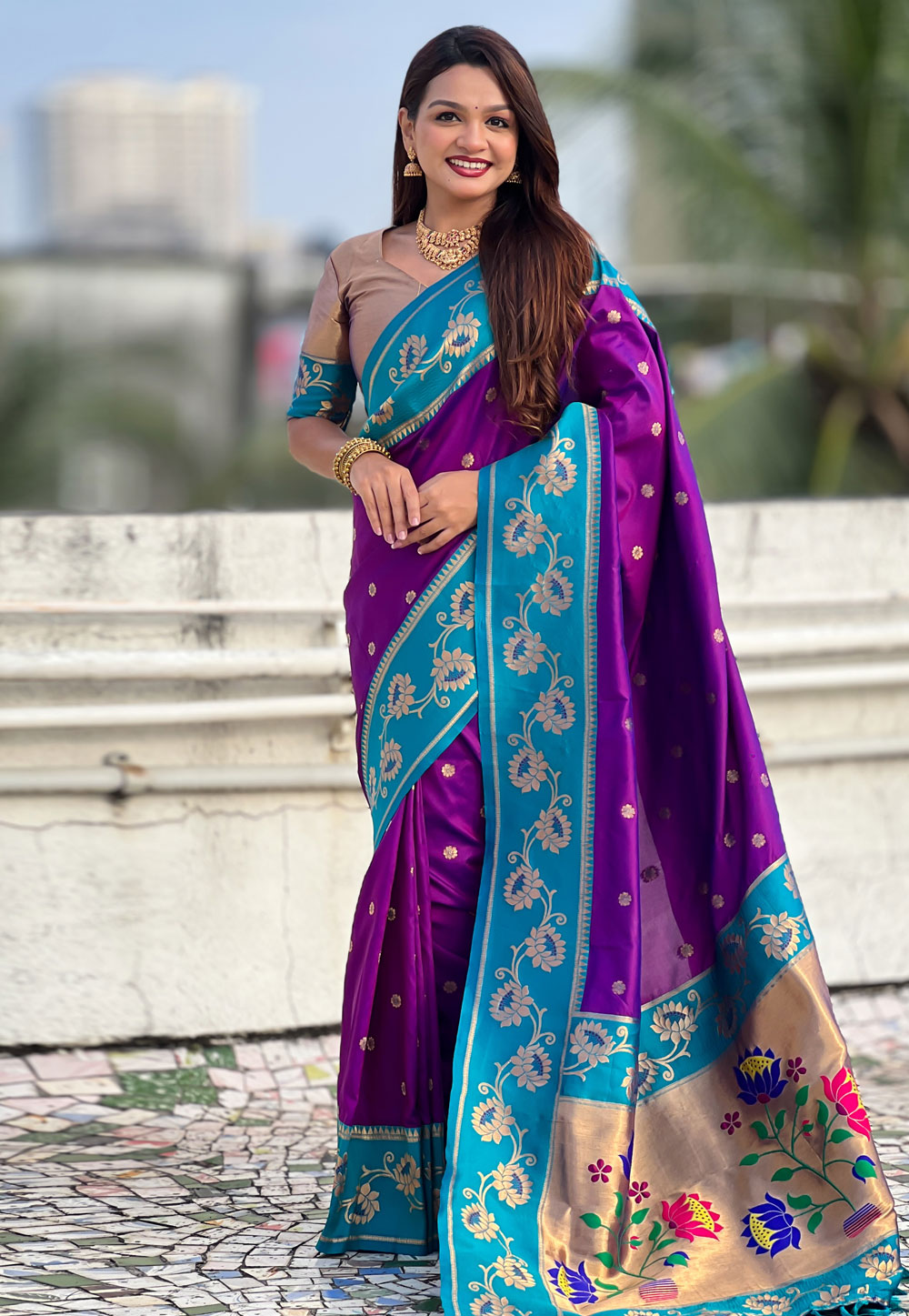 Purple Silk Paithani Saree 326530