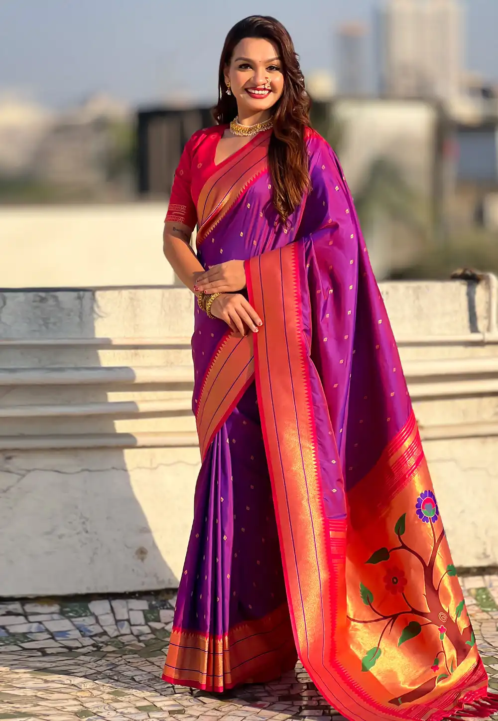 Purple Silk Paithani Saree 326728