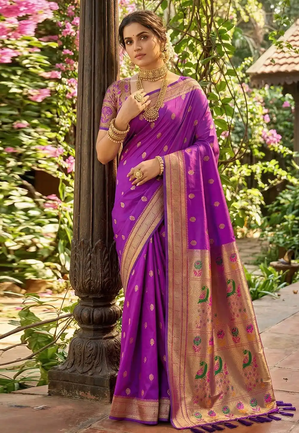 Purple Silk Paithani Saree 329497