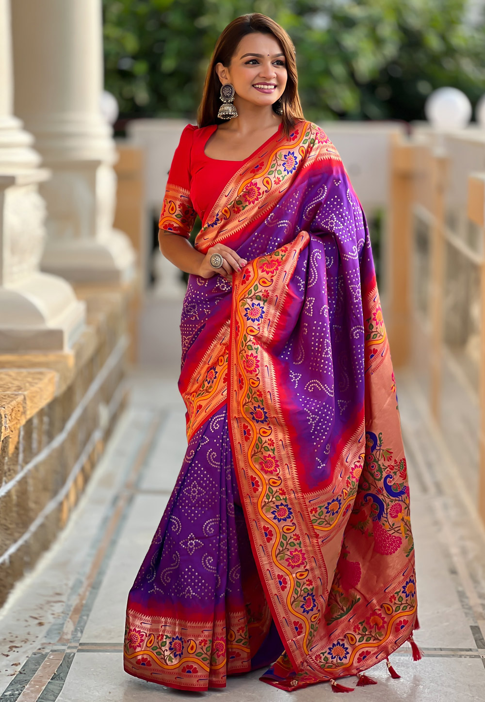 Purple Silk Paithani Saree 307229