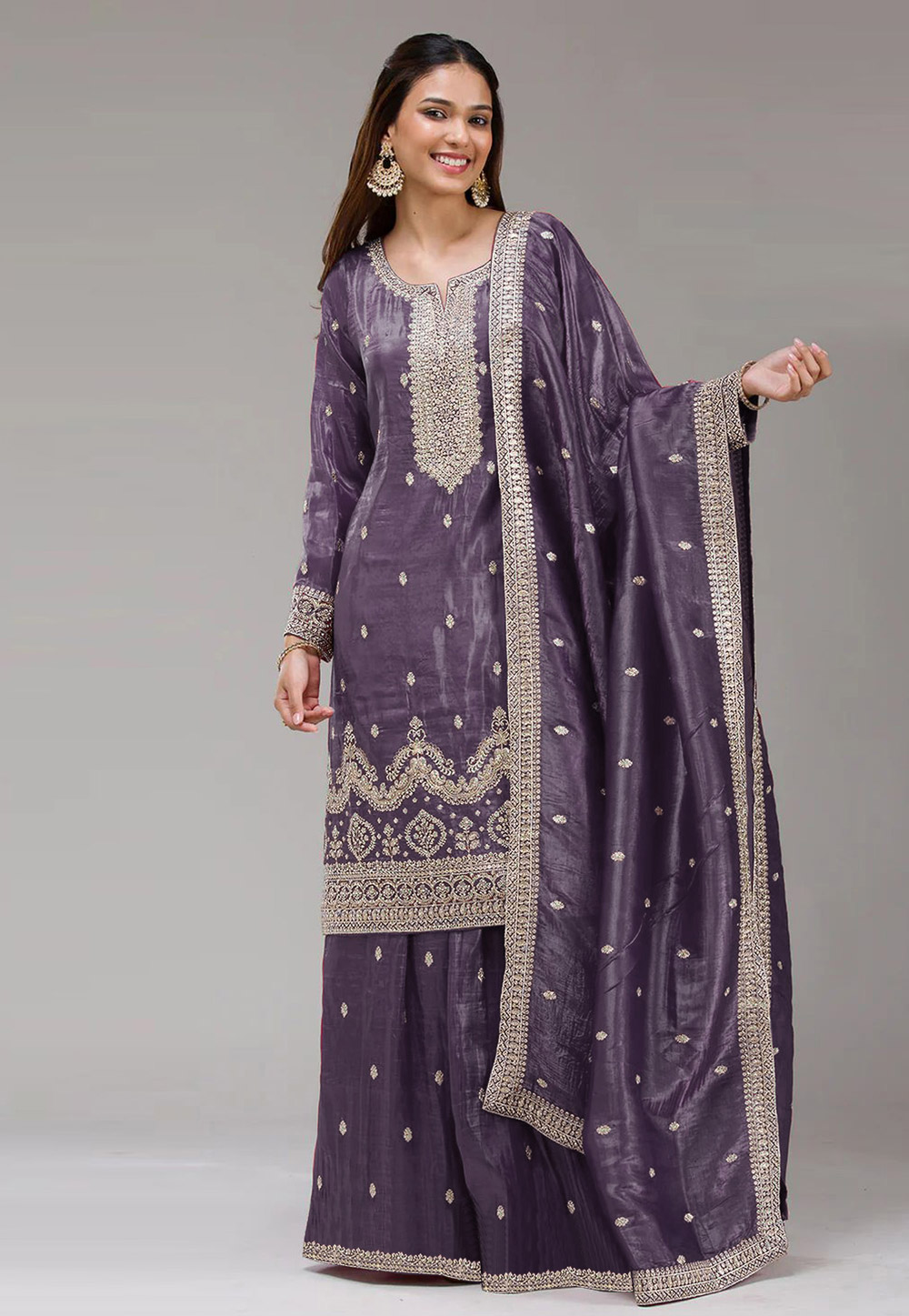 Purple Silk Palazzo Suit 321200