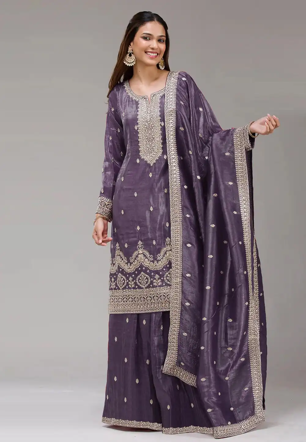 Purple Silk Palazzo Suit 321200