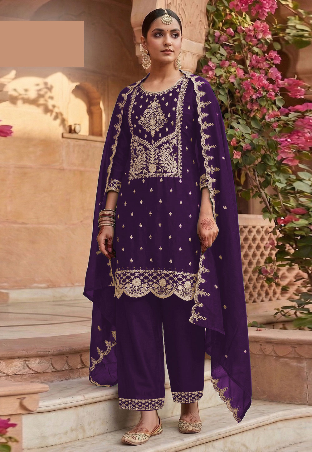 Purple Silk Palazzo Suit 326990