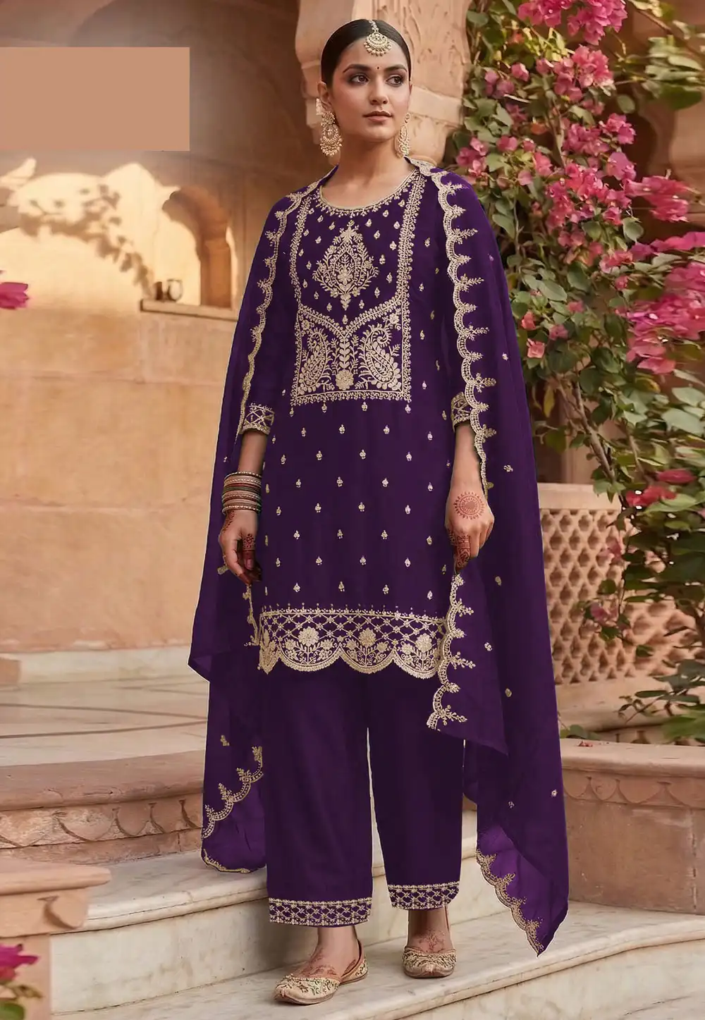 Purple Silk Palazzo Suit 326990