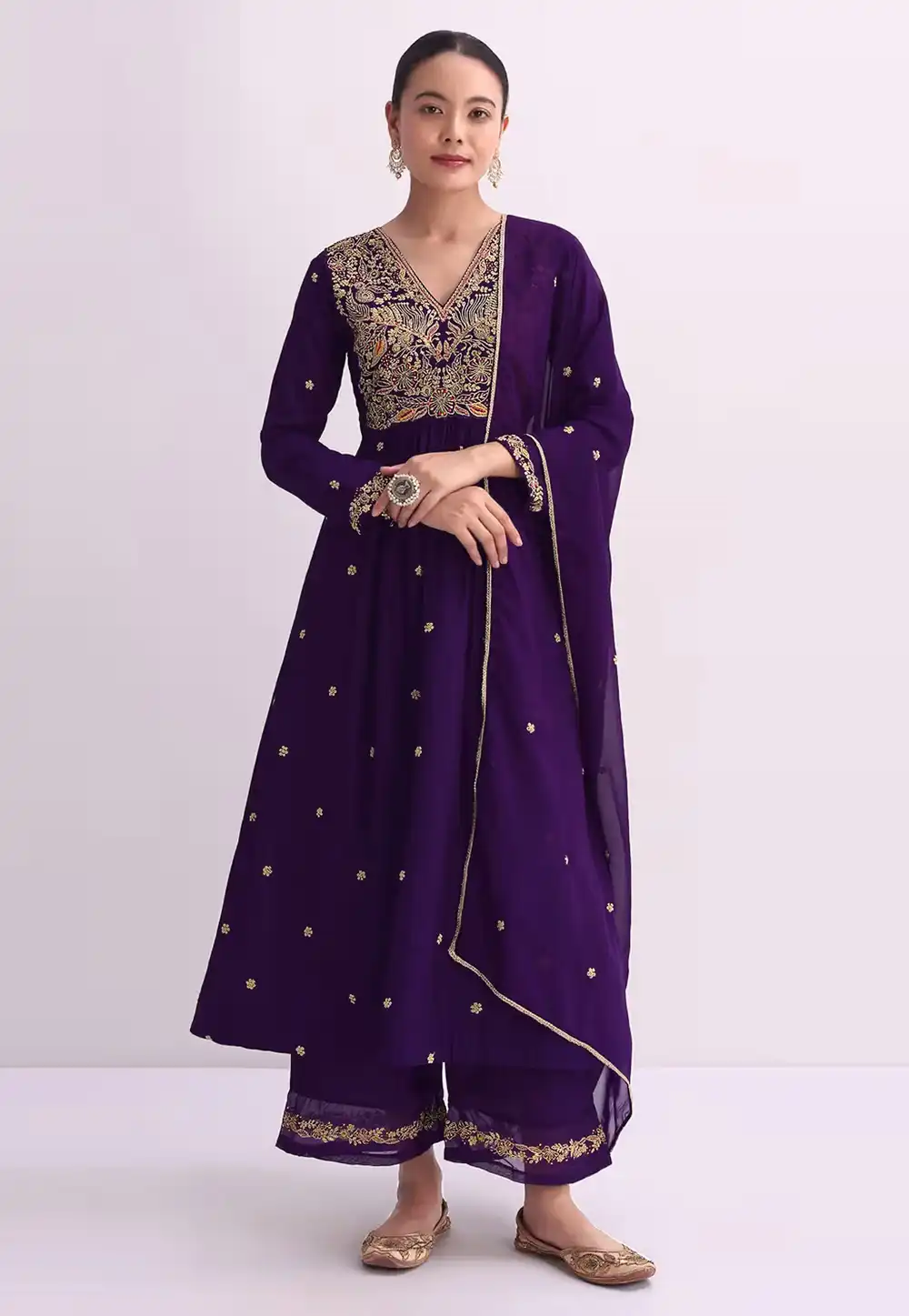 Purple Silk Palazzo Suit 324858