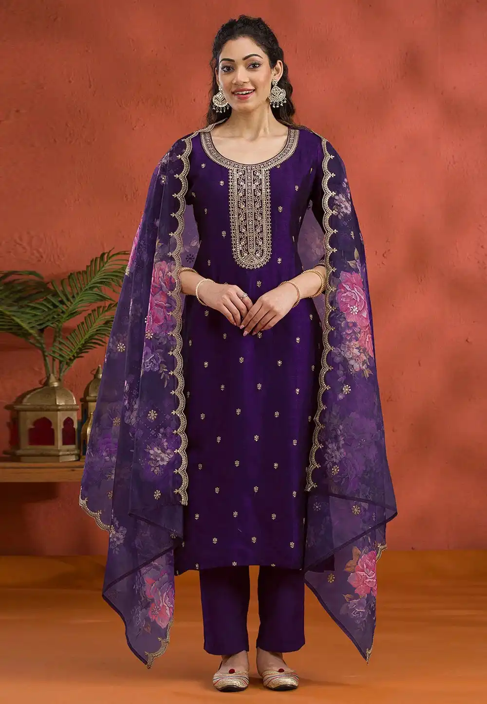 Purple Silk Pant Style Suit 313723