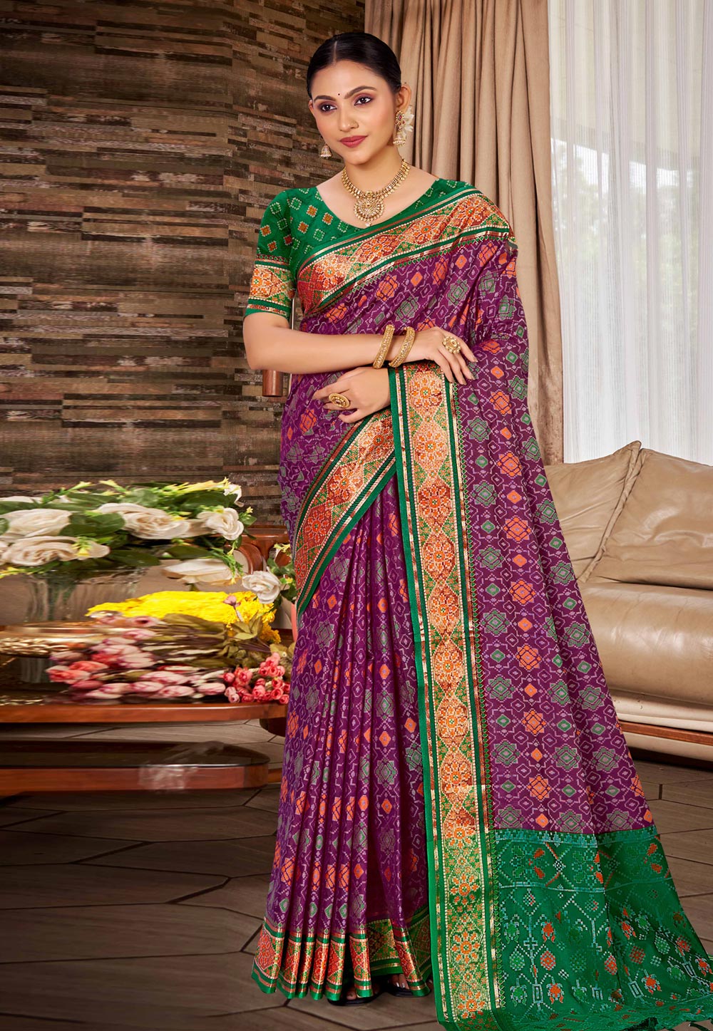 Purple Silk Patola Saree 324324
