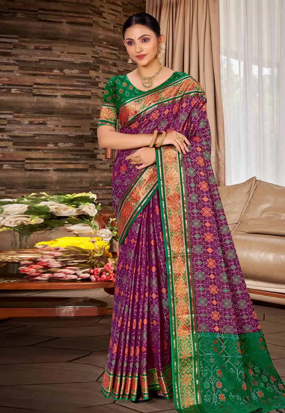 Purple Silk Patola Saree 324324