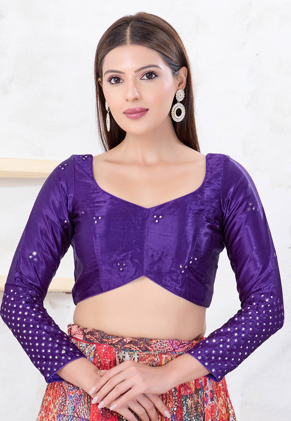 Purple Silk Readymade Blouse 325802