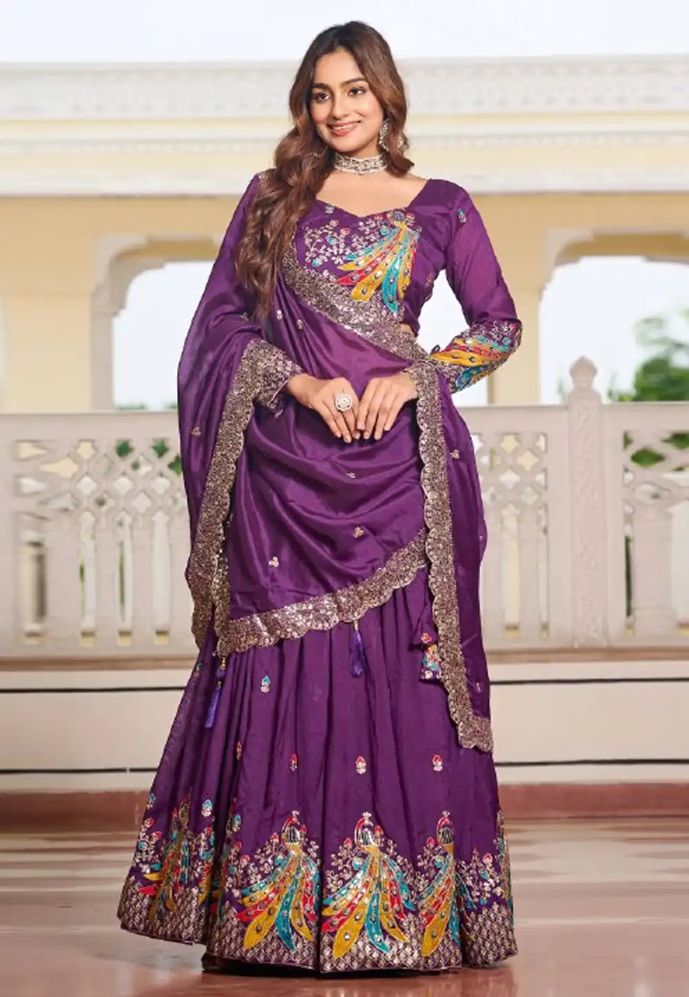 Purple Silk Readymade Circular Lehenga Choli 313315
