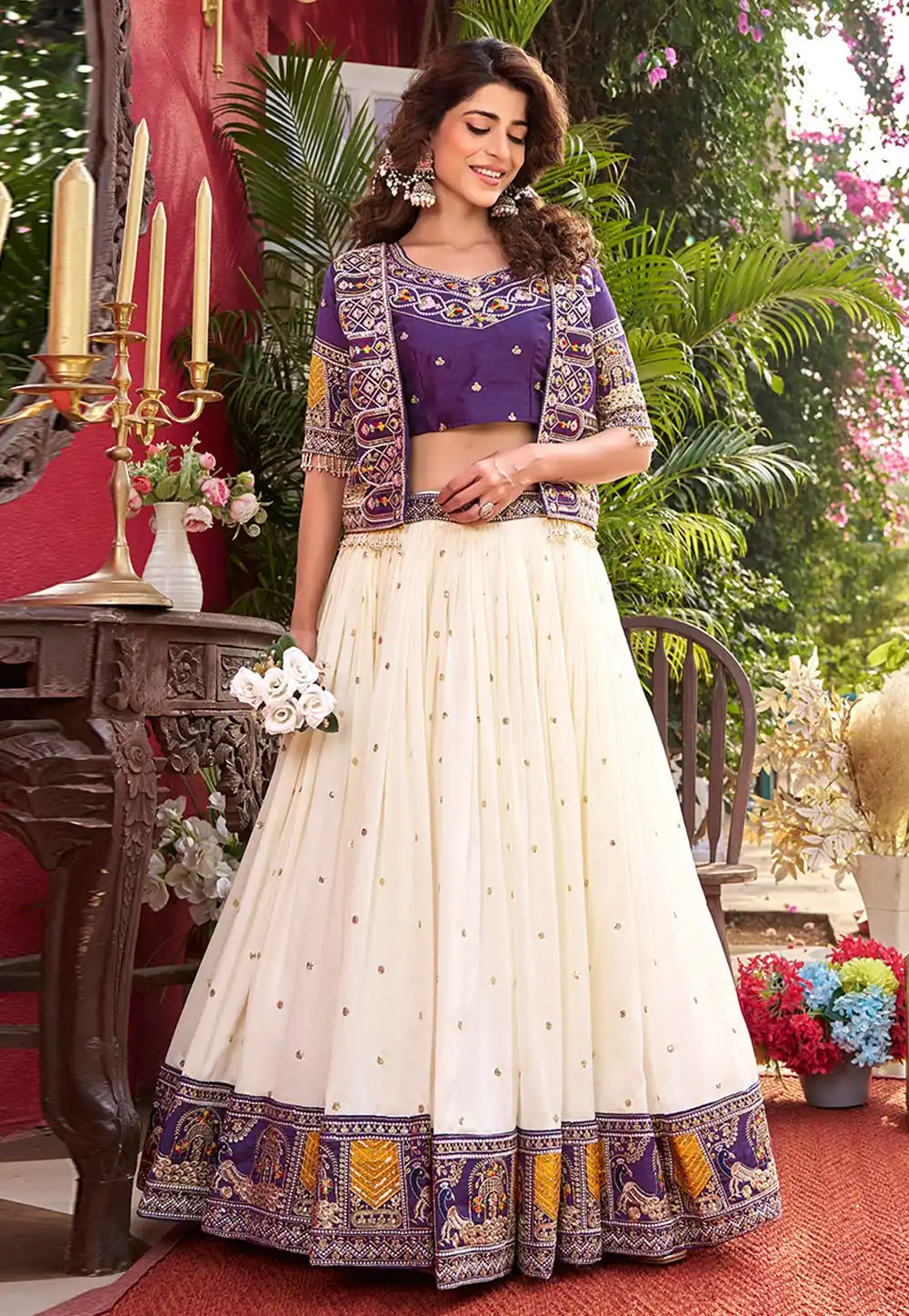 Purple Silk Readymade Jacket Style Lehenga Choli 326334