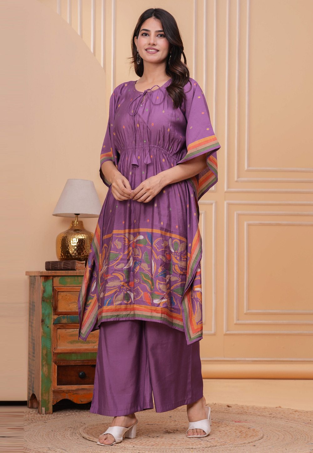 Purple Silk Readymade Kaftan 320500