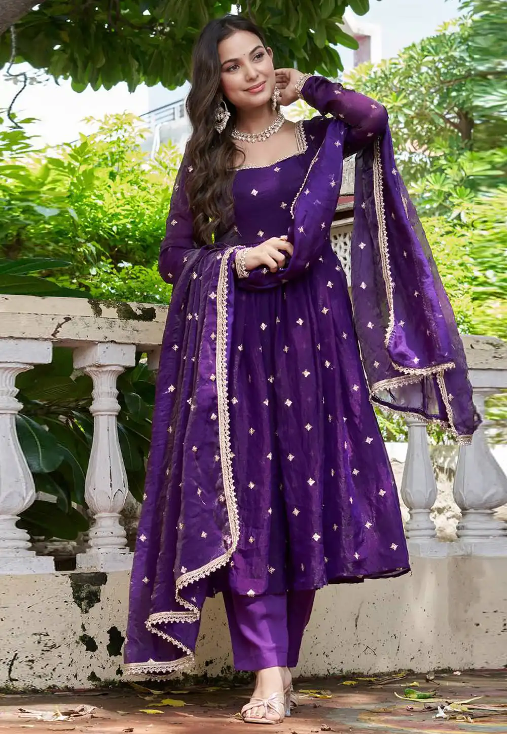 Purple Silk Readymade Pant Style Suit 326603