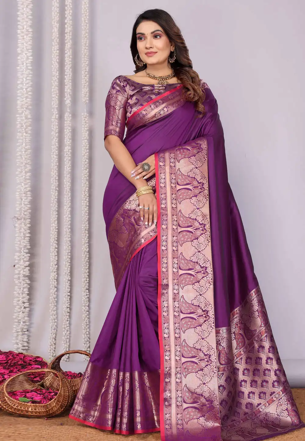 Purple Silk Saree With Blouse 321045