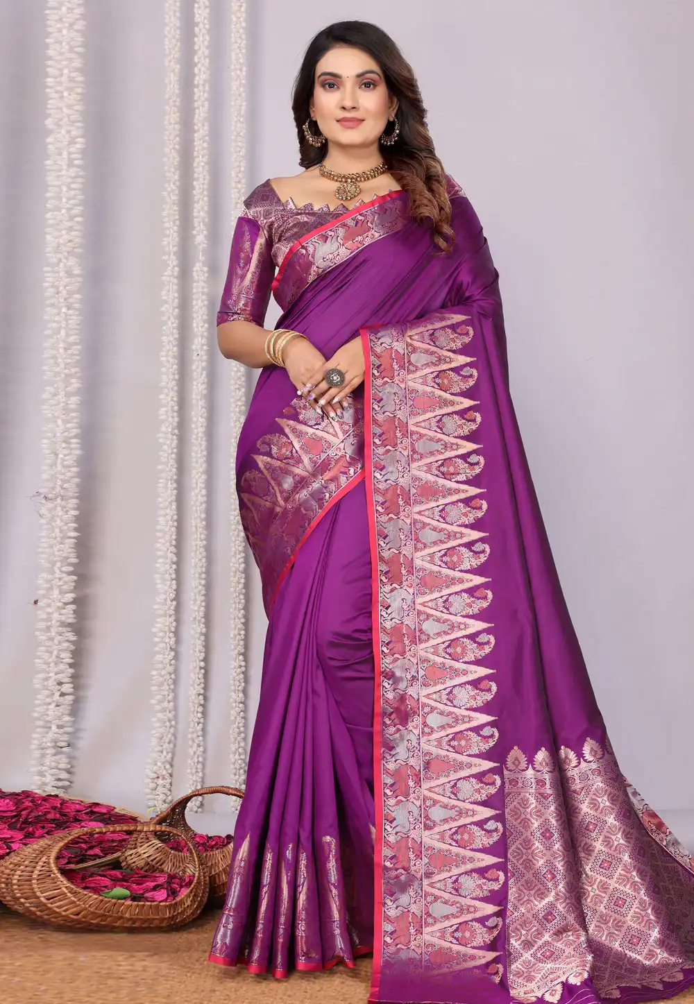 Purple Silk Saree With Blouse 320688