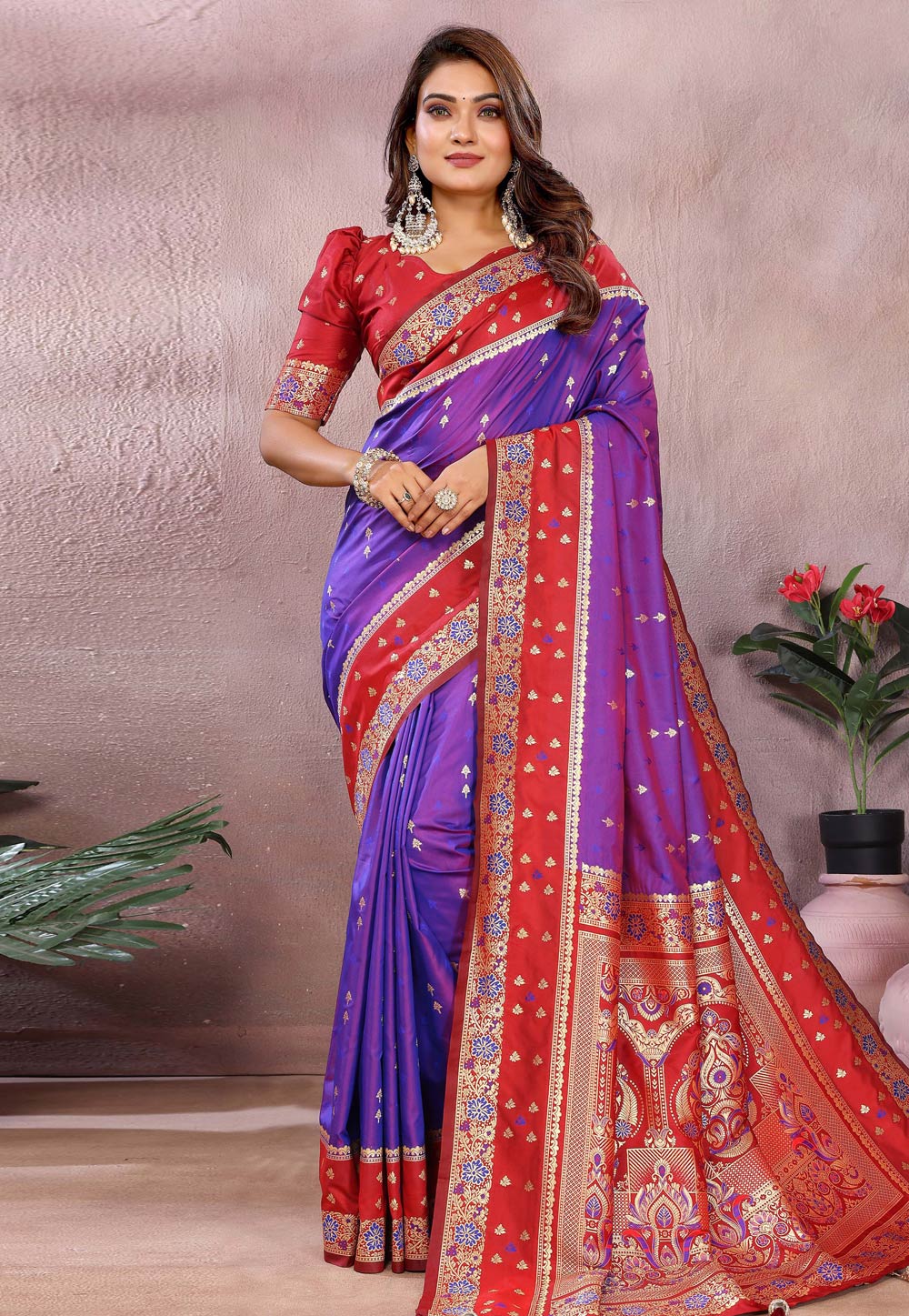 Purple Silk Saree With Blouse 312675