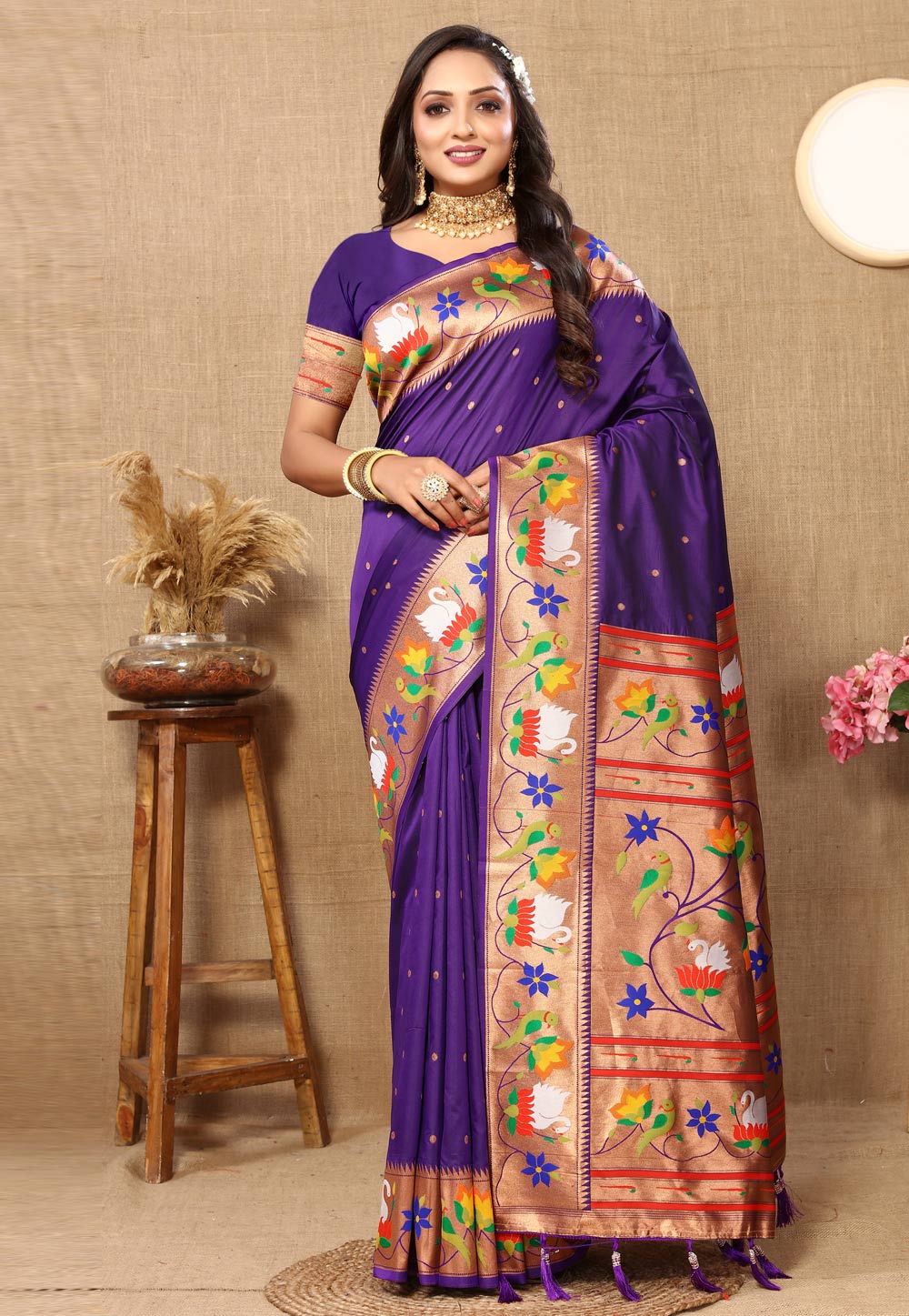 Purple Silk Saree With Blouse 308364