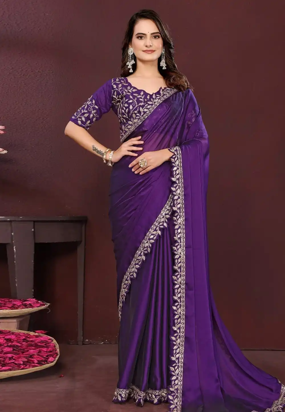 Purple Silk Saree With Blouse 316276