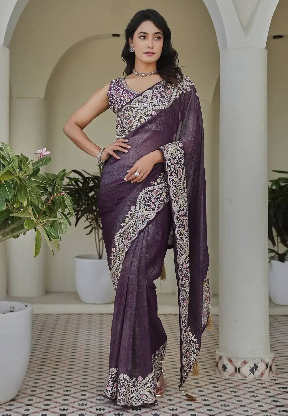 Purple Silk Saree With Blouse 319124