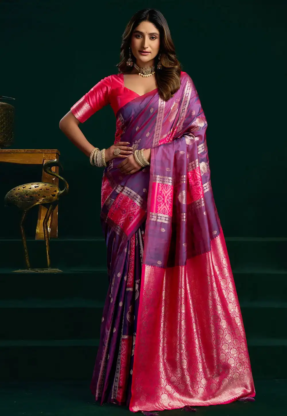 Purple Silk Saree With Blouse 327369