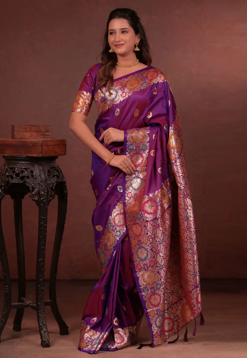 Purple Silk Saree With Blouse 329048