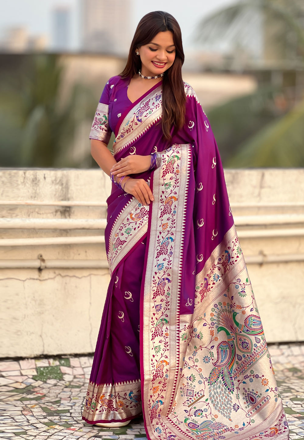 Purple Silk Saree With Blouse 320670