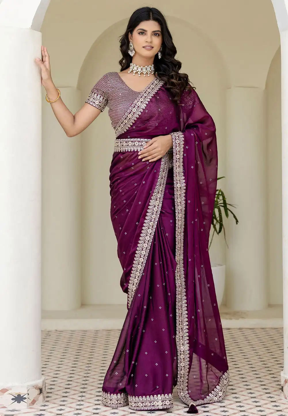 Purple Silk Saree With Blouse 314959