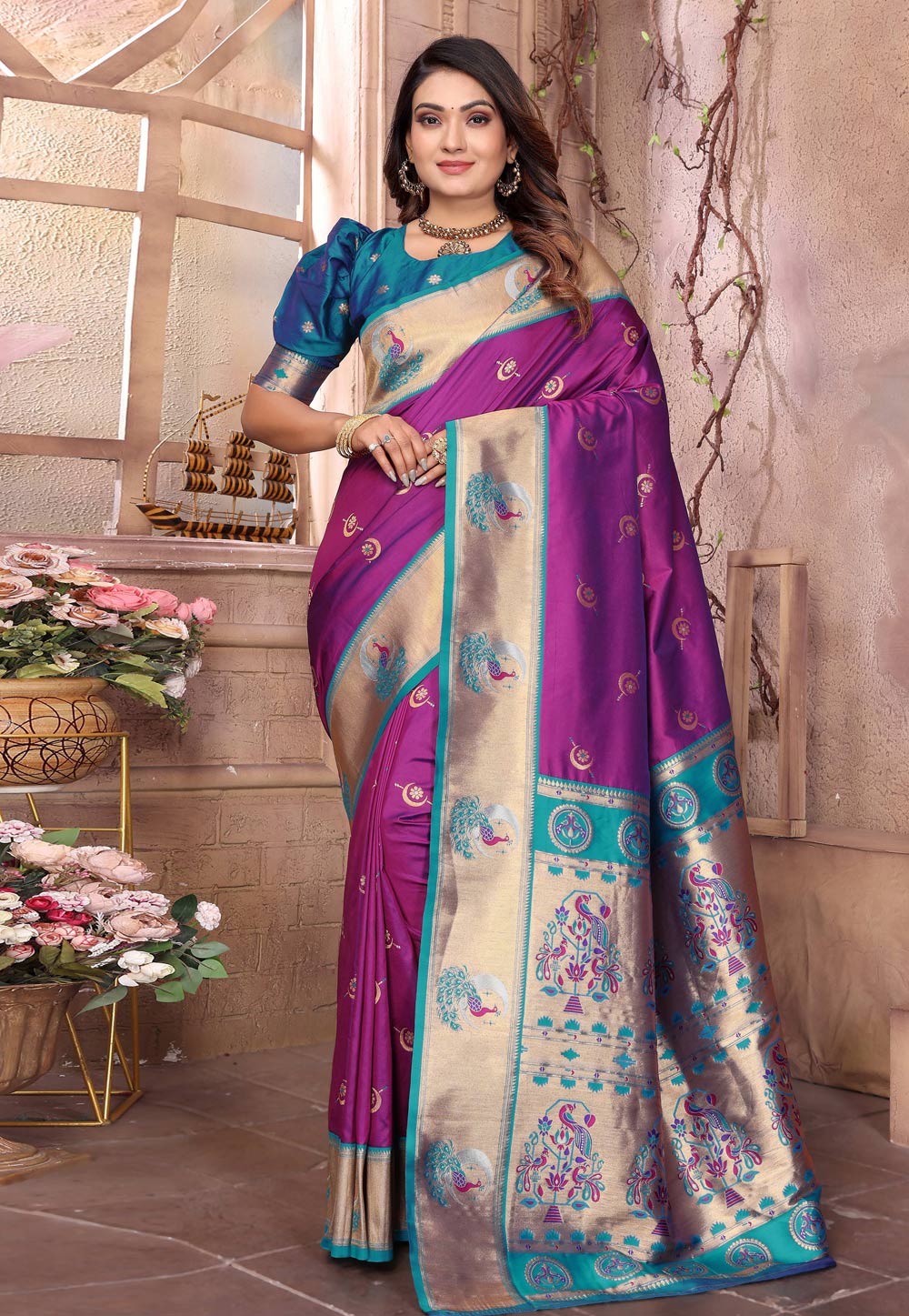Purple Silk Saree With Blouse 320643