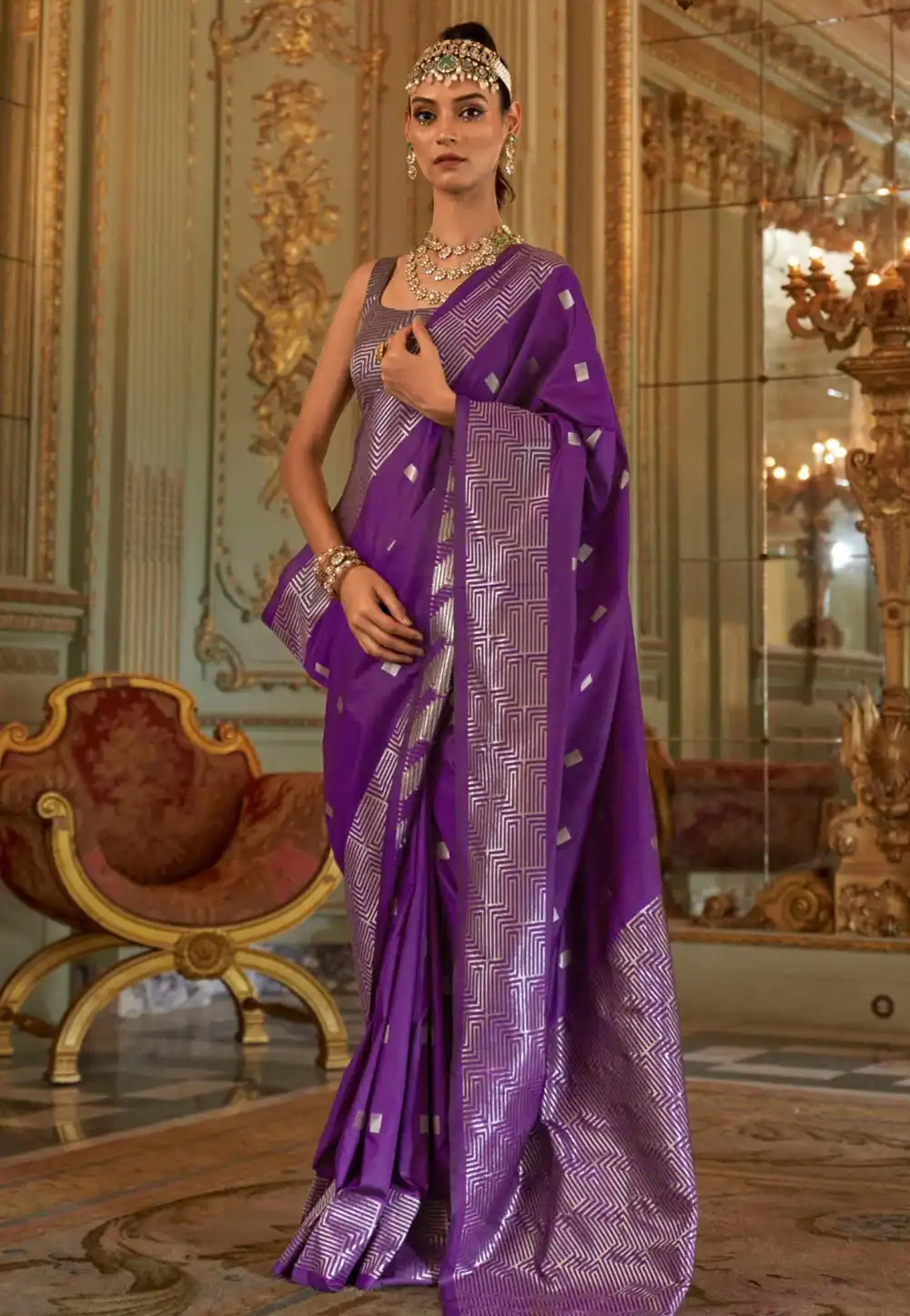Purple Silk Saree With Blouse 321366