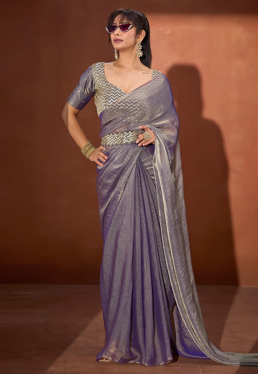 Purple Silk Saree With Blouse 327767