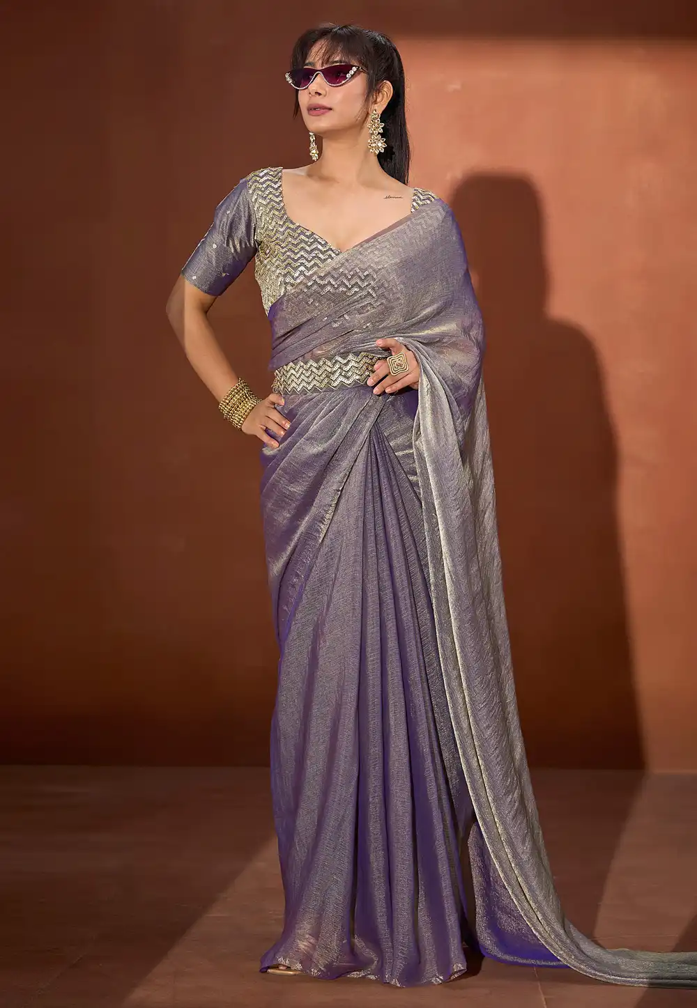 Purple Silk Saree With Blouse 327767