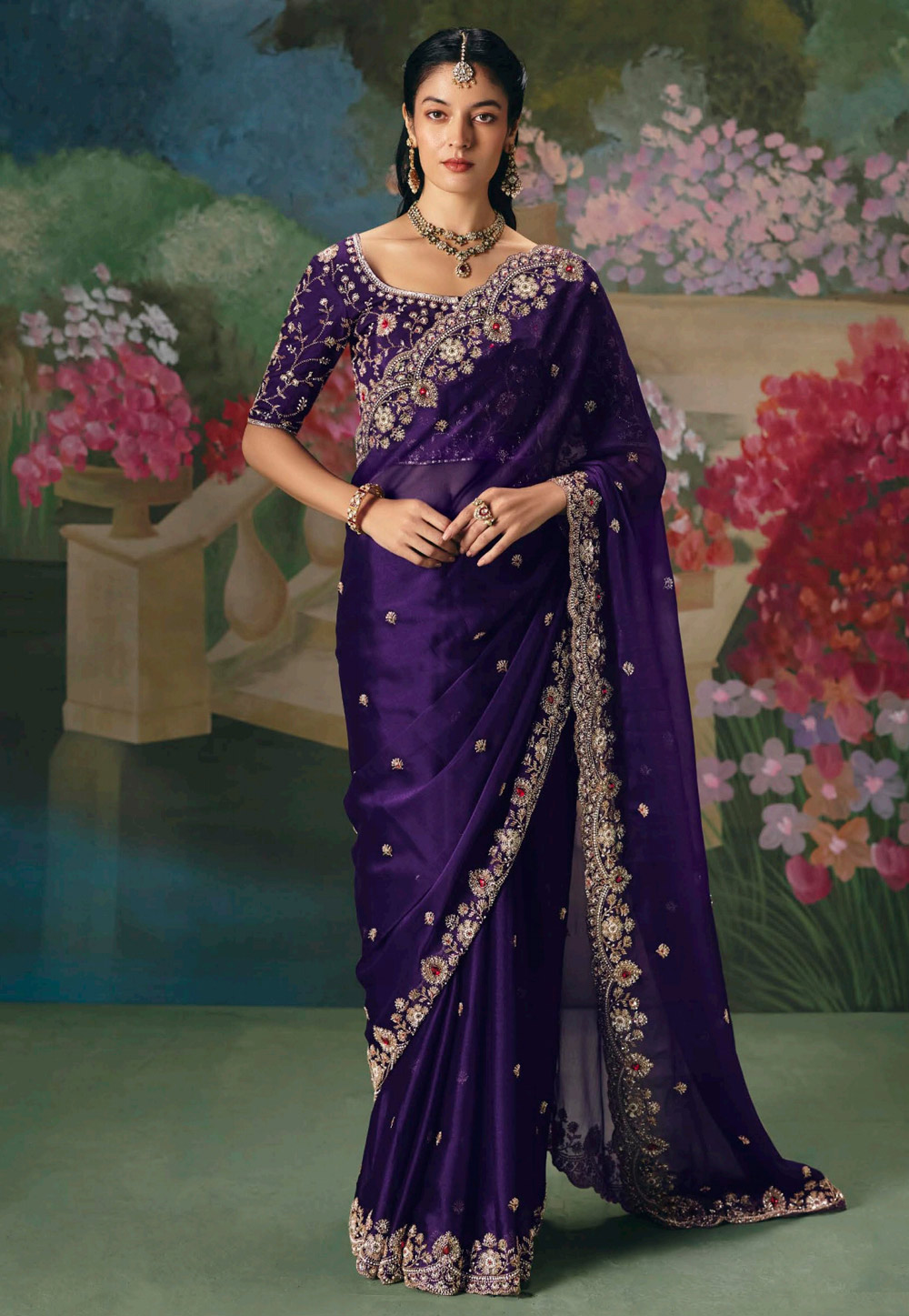 Purple Silk Saree With Blouse 323621