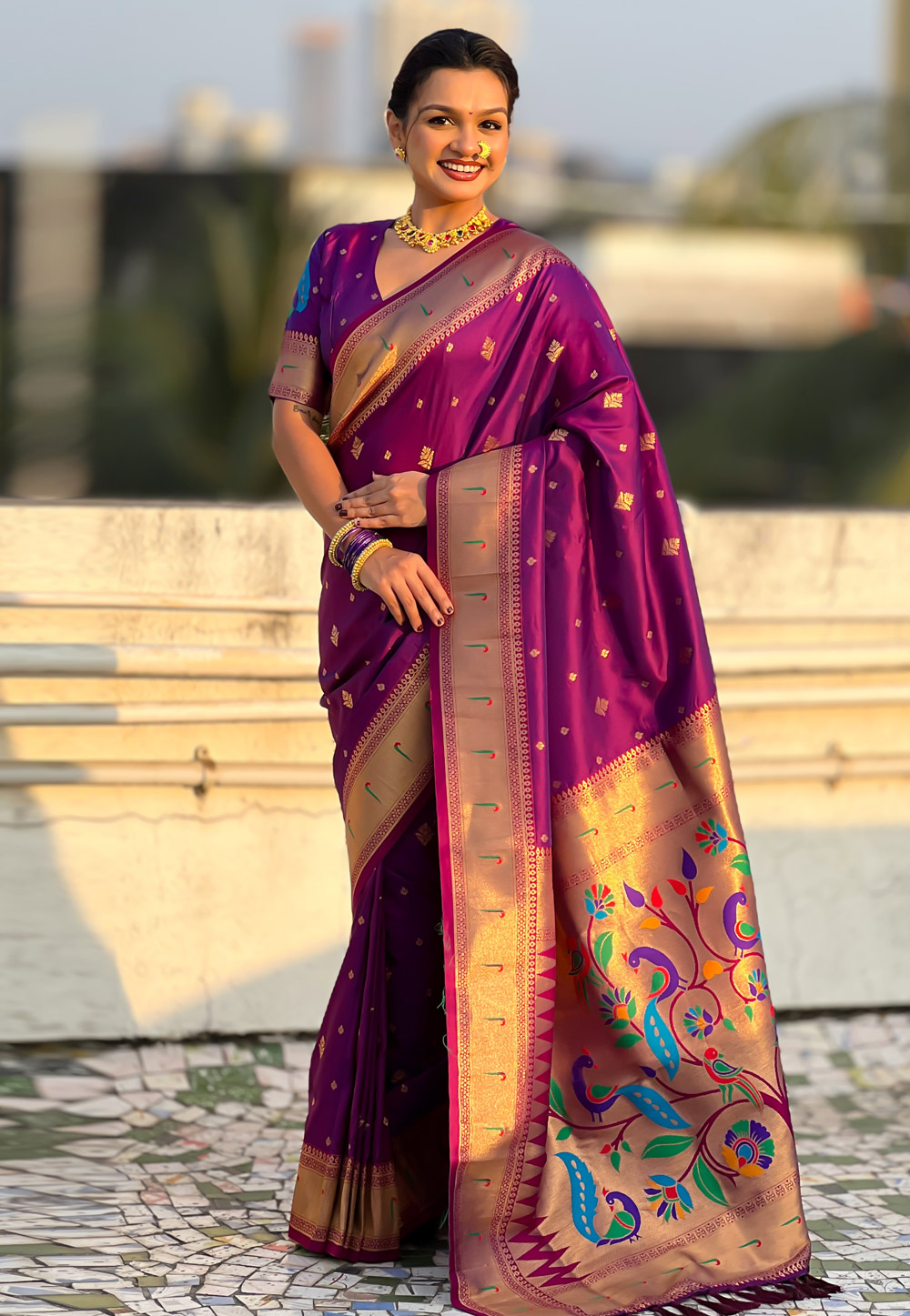 Purple Silk Saree With Blouse 323039
