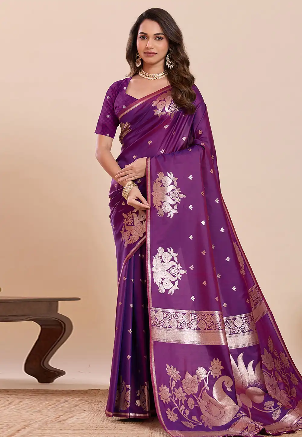 Purple Silk Saree With Blouse 325277