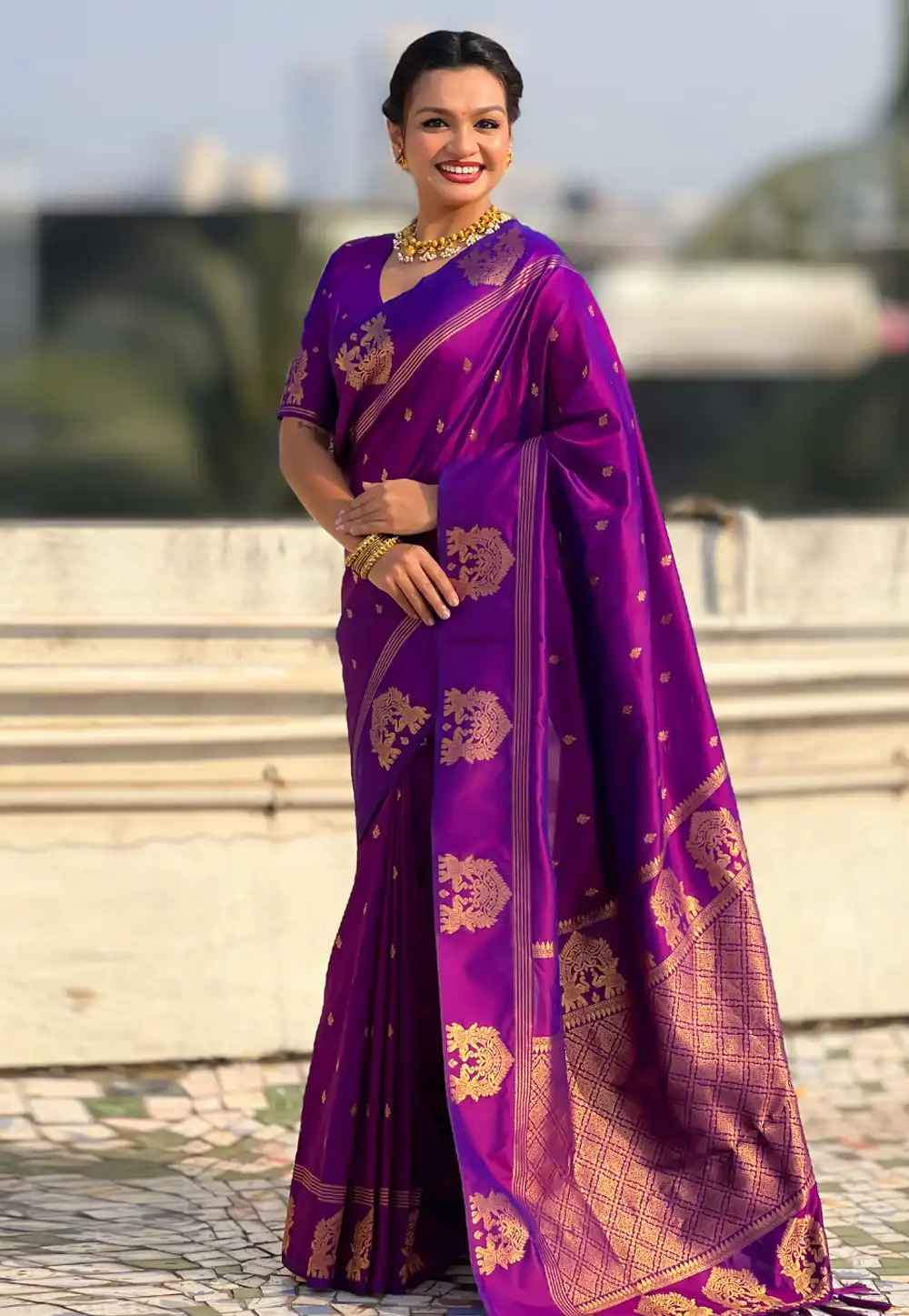 Purple Silk Saree With Blouse 325271