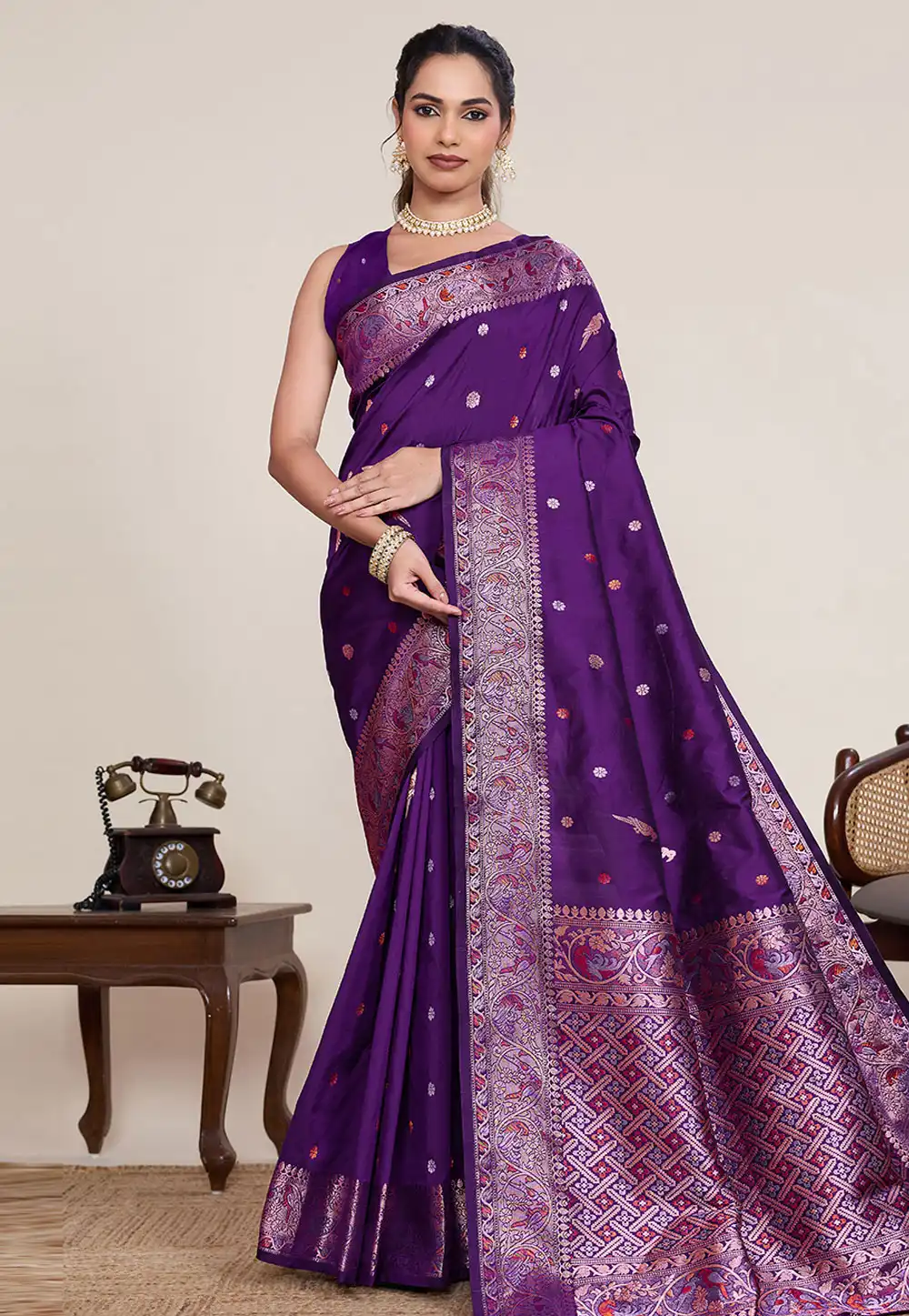 Purple Silk Saree With Blouse 326371